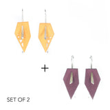 Citrus & Plum Geometric Drop Interchangeable Earrings (2 Colors, 1 set of Silver Hooks) - Vertigo