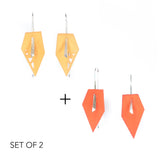 Citrus & Tangerine Geometric Drop Interchangeable Earrings (2 Colors, 1 set of Silver Hooks) - Vertigo