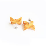 Citrus Dahlia Flower Stud Earrings Back