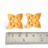 Citrus Dahlia Flower Stud Earrings with Ruler - by Varily Jewelry
