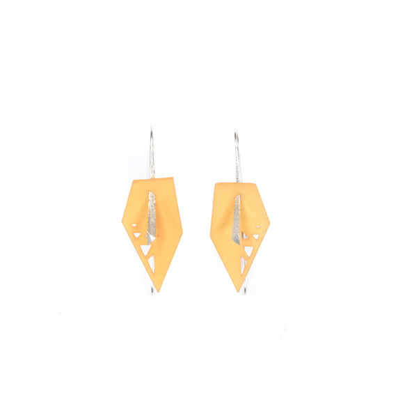 Citrus Perforated Geometric Drop Earrings - Vertigo by Varily Jewelry