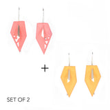Coral & Citrus Geometric Drop Interchangeable Earrings (2 Colors, 1 set of Silver Hooks) - Vertigo