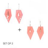 Coral & Coral Geometric Drop Interchangeable Earrings (2 Colors, 1 set of Silver Hooks) - Vertigo