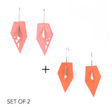 Coral & Tangerine Geometric Drop Interchangeable Earrings (2 Colors, 1 set of Silver Hooks) - Vertigo