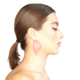 Coral Leaf Earrings with Silver hooks