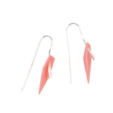 Coral Side View Geometric Drop Earrings with Silver Hooks 