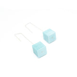 Aqua Side Cube Earrings - Optical Collection