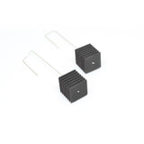 Black Side Cube Earrings - Optical Collection