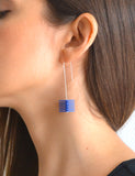Blue Cube Earrings - Optical Collection