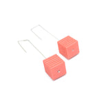 Coral Side Cube Earrings - Optical Collection