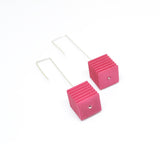 Fuchsia Side Cube Earrings - Optical Collection