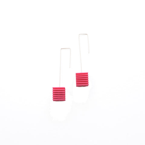 Fuchsia Cube Earrings - Optical by Varily Jewelry