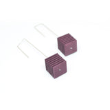 Plum purple Side Cube Earrings - Optical Collection