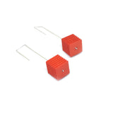 Tangerine Side Cube Earrings - Optical Collection