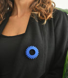 Blue Dahlia Flower Brooch Pin