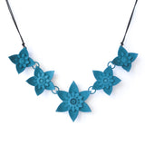 Teal 5 Flower Dahlia Necklace - Design Your Own Necklace