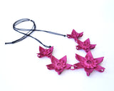 5 Flower Necklace - Dahlia Fuchsia Side