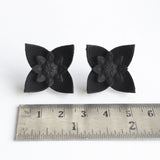 Black Dahlia Flower Stud Earrings with Ruler - by Varily Jewelry