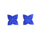 Flower Stud Earrings - Dahlia Blue