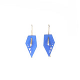 Blue Perforated Geometric Drop Earrings - Vertigo by Varily Jewelry