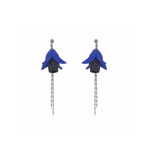 Blue & Black Fuxia Earrings - Rainforest by Varily Jewelry