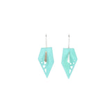 Front View Aqua Geometric Drop Interchangeable Earrings (2 Colors, 1 set of Silver Hooks) - Vertigo