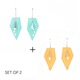 Aqua & Citrus Geometric Drop Interchangeable Earrings (2 Colors, 1 set of Silver Hooks) - Vertigo