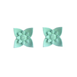 Flower Stud Earrings - Dahlia Aqua