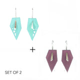 Aqua & Plum Geometric Drop Interchangeable Earrings (2 Colors, 1 set of Silver Hooks) - Vertigo
