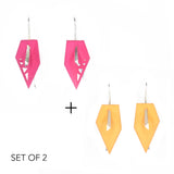 Fuchsia & Citrus Geometric Drop Interchangeable Earrings (2 Colors, 1 set of Silver Hooks) - Vertigo