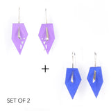 Lilac & Blue Geometric Drop Interchangeable Earrings (2 Colors, 1 set of Silver Hooks) - Vertigo