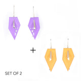 Lilac & Citrus Geometric Drop Interchangeable Earrings (2 Colors, 1 set of Silver Hooks) - Vertigo