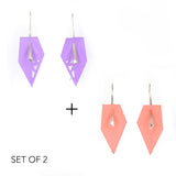 Lilac & Coral Geometric Drop Interchangeable Earrings (2 Colors, 1 set of Silver Hooks) - Vertigo
