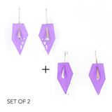 Lilac & Lilac Geometric Drop Interchangeable Earrings (2 Colors, 1 set of Silver Hooks) - Vertigo