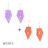 Lilac & Tangerine Geometric Drop Interchangeable Earrings (2 Colors, 1 set of Silver Hooks) - Vertigo