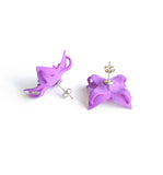 Lilac Dahlia Flower Stud Earrings Back