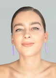 Lilac Long Pentagon Earrings - Vertigo with Silver Hooks