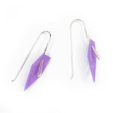 Lilac Side View Geometric Drop Earrings with Silver Hooks 