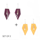 Plum & Citrus Geometric Drop Interchangeable Earrings (2 Colors, 1 set of Silver Hooks) - Vertigo