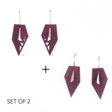 Plum & Plum Geometric Drop Interchangeable Earrings (2 Colors, 1 set of Silver Hooks) - Vertigo