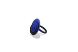 Blue & Black Round Ring - Vertigo by Varily Jewelry Side View
