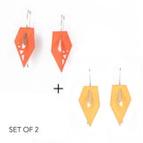 Tangerine & Citrus Geometric Drop Interchangeable Earrings (2 Colors, 1 set of Silver Hooks) - Vertigo
