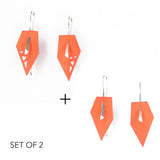 Tangerine & Tangerine Geometric Drop Interchangeable Earrings (2 Colors, 1 set of Silver Hooks) - Vertigo