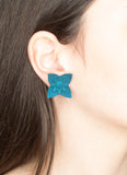 Flower Stud Earrings - Dahlia Dark Teal by Varily Jewelry