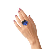 Blue & Black Cocktail Ring - Vertigo by Varily Jewelry